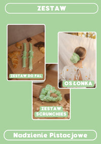 ZESTAW Osłonka + Zestaw do fal + Zestaw Scrunchies (S+M) Nadzienie Pistacjowe