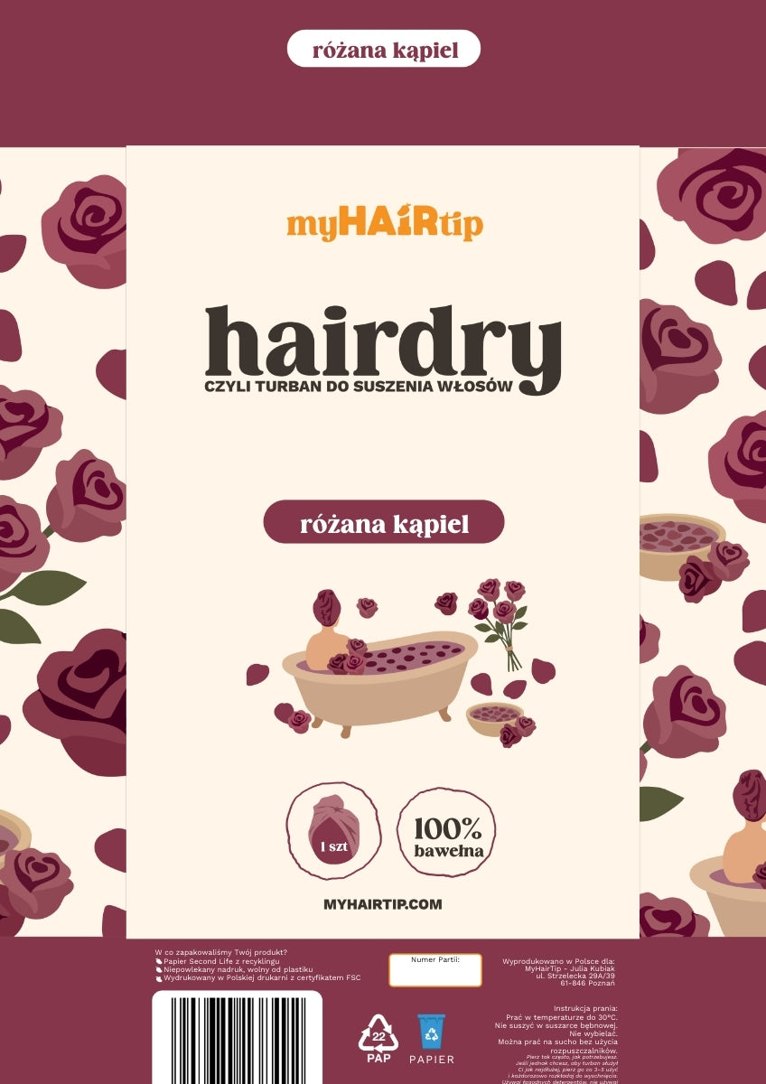 HAIRDRY™ Różana kąpiel - turban do suszenia włosów