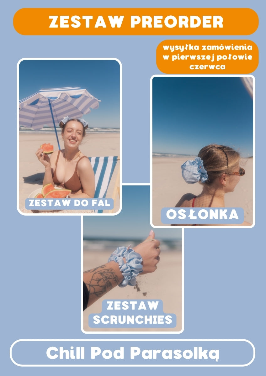 PREORDER: ZESTAW Osłonka + Zestaw do fal + Zestaw Scrunchies (S+M) Chill Pod Parasolką