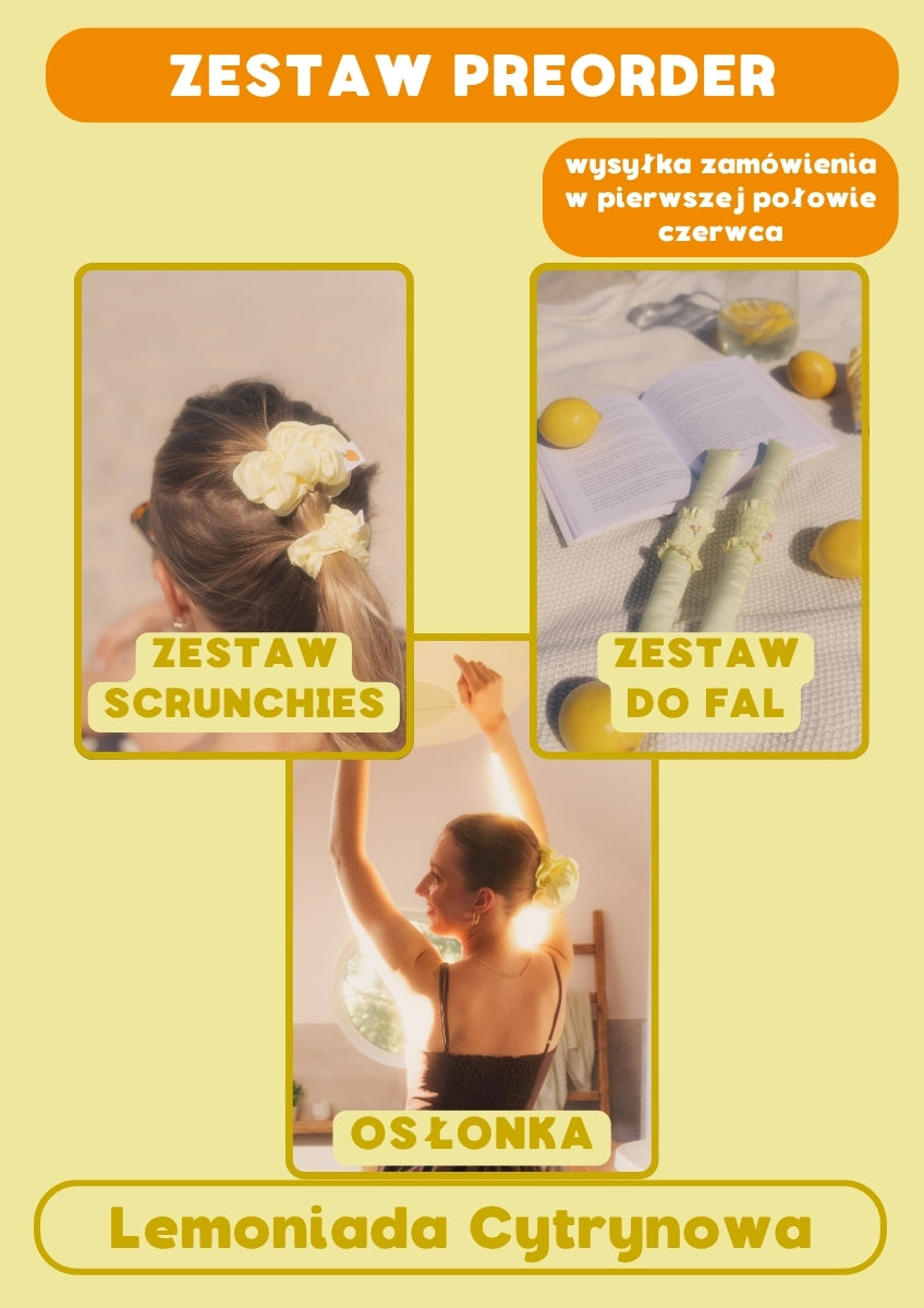 PREORDER: ZESTAW Osłonka + Zestaw do fal + Zestaw Scrunchies (S+M) Lemoniada Cytrynowa