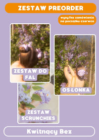 PREORDER: ZESTAW Osłonka + Zestaw do fal + Zestaw Scrunchies (S+M) Kwitnący Bez